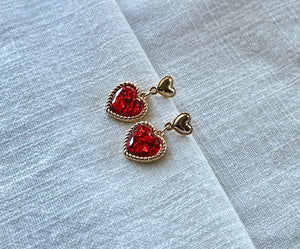 Glitter double red heart