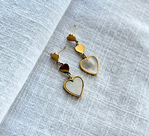 Triple gold marble earrings