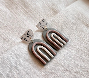 Grey clay geometric earrings