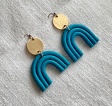 Triple geometric clay earrings