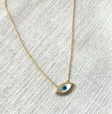 Oval evil eye necklace