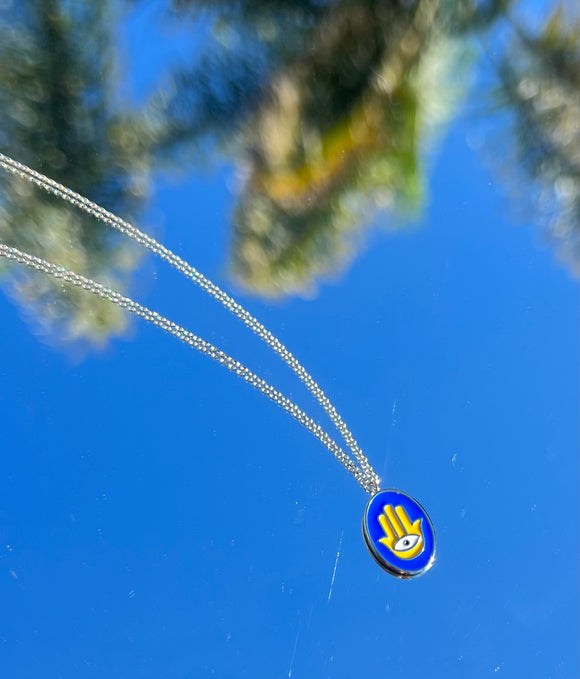 Yellow blue Hasma necklace