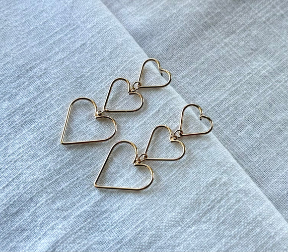 Triple open heart earrings