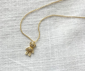 Shiny full teddy bear necklace