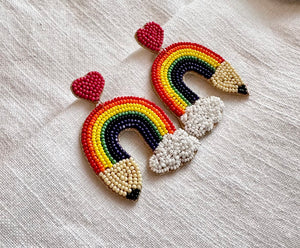 Rainbow teacher earrings