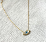 Oval evil eye necklace