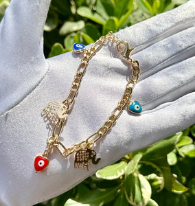 Elephant heart evil eye bracelet