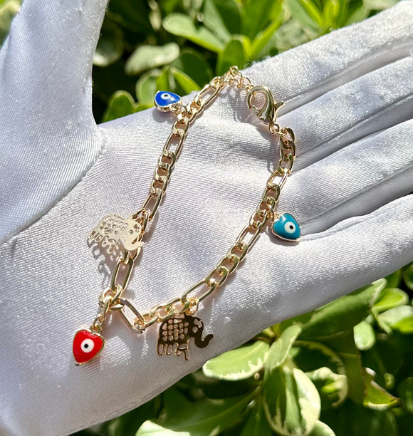 Elephant heart evil eye bracelet