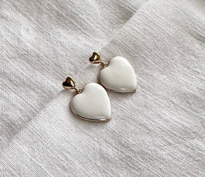 White heart earrings