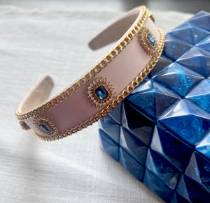 Gold blue rhinestone headbands