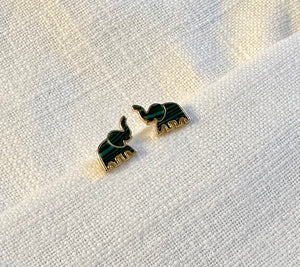 Green elephant studs