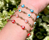 Gold filled heart evil eye bracelets