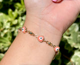 Gold filled heart evil eye bracelets