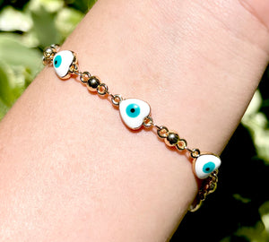 Gold filled heart evil eye bracelets