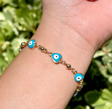 Gold filled heart evil eye bracelets