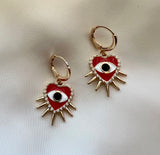 Heart evil eye earrings