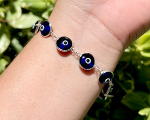 Sterling silver big evil eye bracelets