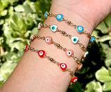 Gold filled heart evil eye bracelets