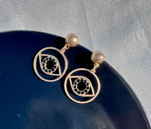 Circle evil eye earrings