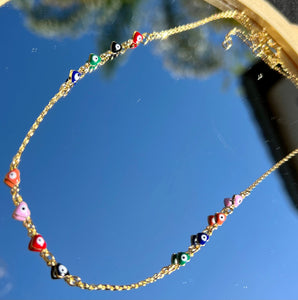 Four heart evil eye necklace