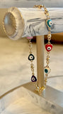 Gold filled heart evil eye bracelets