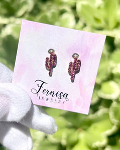 Pink cactus studs