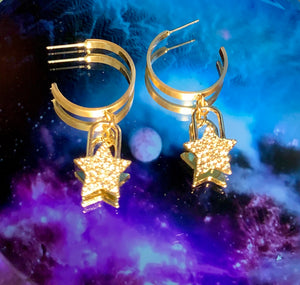 Star hoop earrings